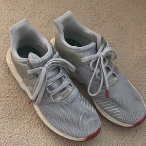 Gray and Red Athletic Adidas Equipment Sneakers
